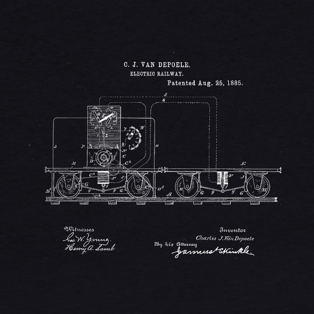 Electric Railway Vintage Patent Hand Drawing by TheYoungDesigns